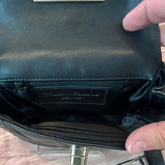 Matteo Bertoni Italian Black  Monochrome Quilted Leather Belt Bag  7 * 4 * 2 - Picture 3 of 7